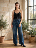 Jean pour femme en mélange de coton bleu – Pantalon en denim confortable et élégant