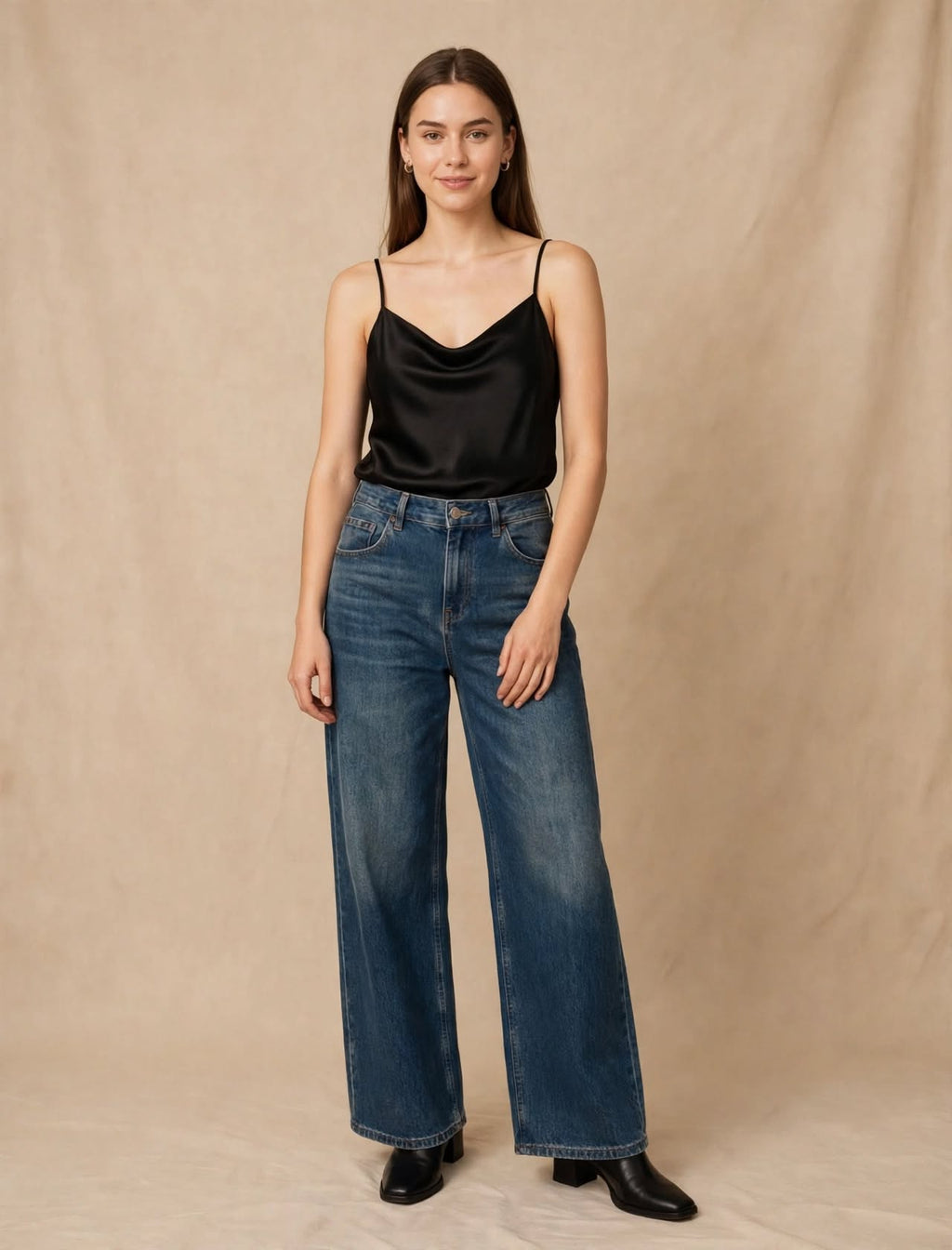 Jean pour femme en mélange de coton bleu – Pantalon en denim confortable et élégant