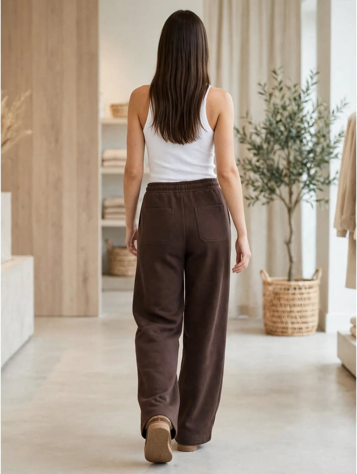 Pantalon Wide-Leg Confort Ultime - Marron Chocolat