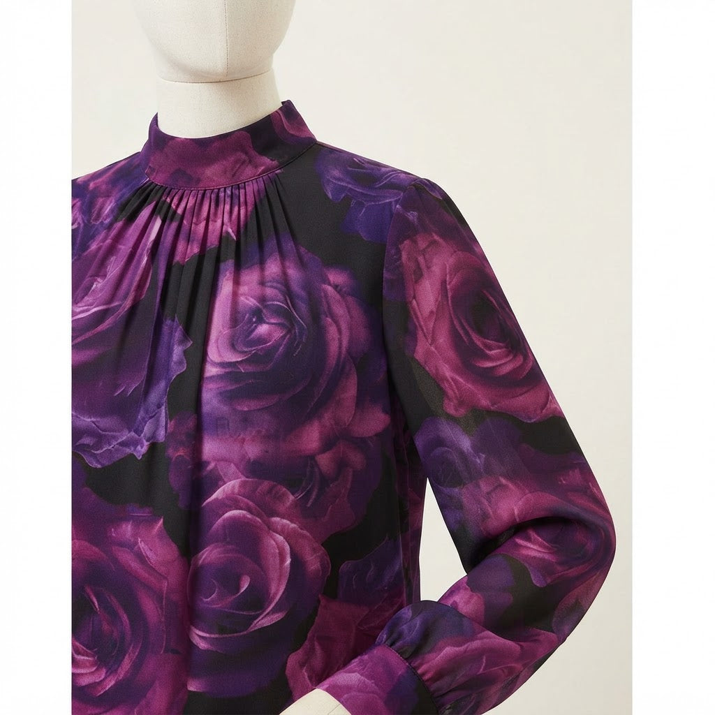 Blouse with purple flowers