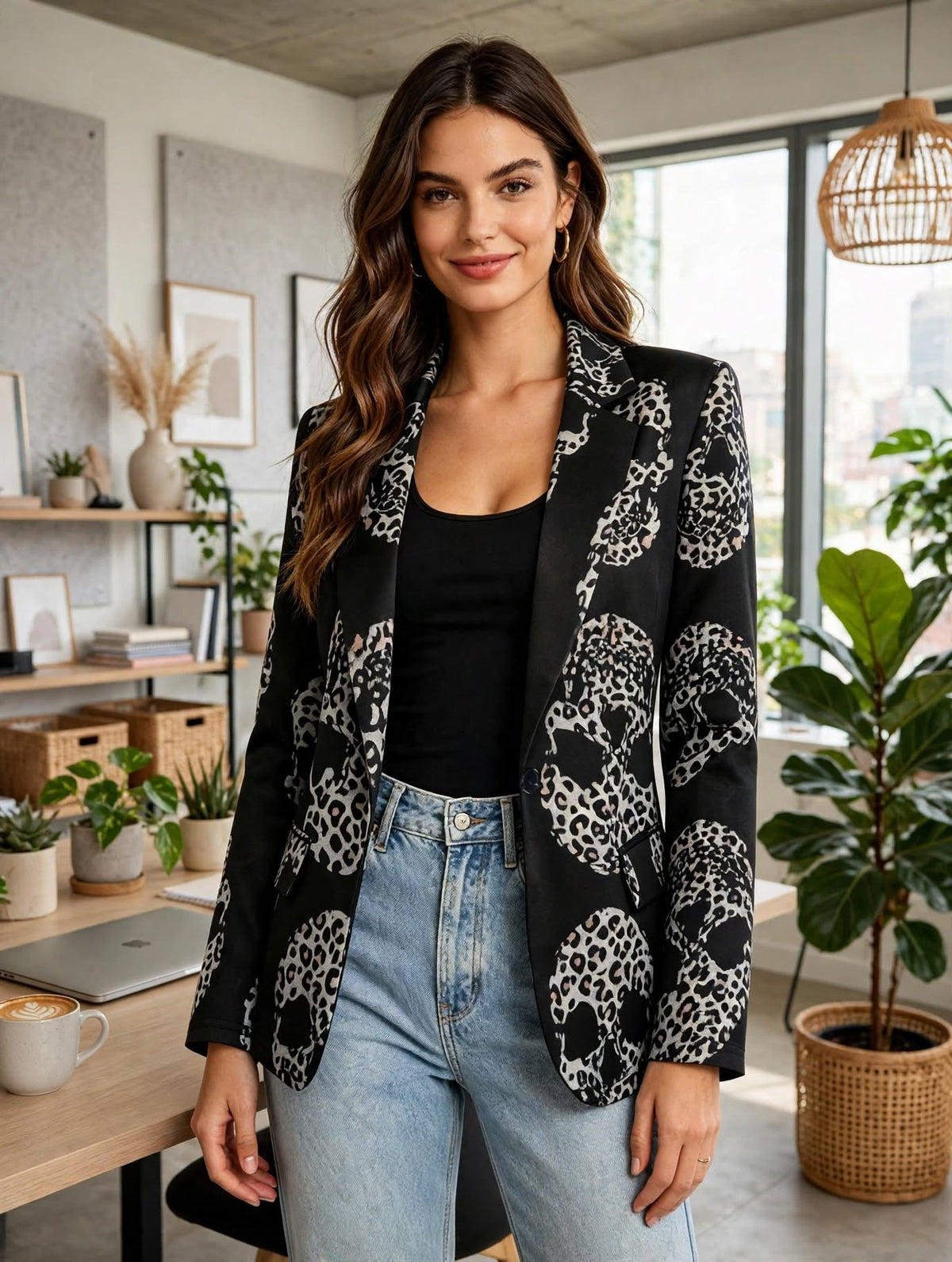 Blazer Cintré Signature - Imprimé Graphique Bohème Chic