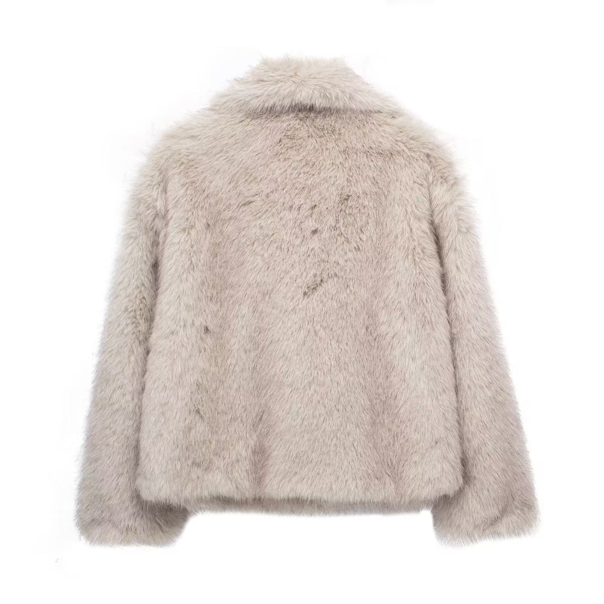 Manteau d'hiver pour femme en matière duveteuse, épais et chaud, avec revers-3