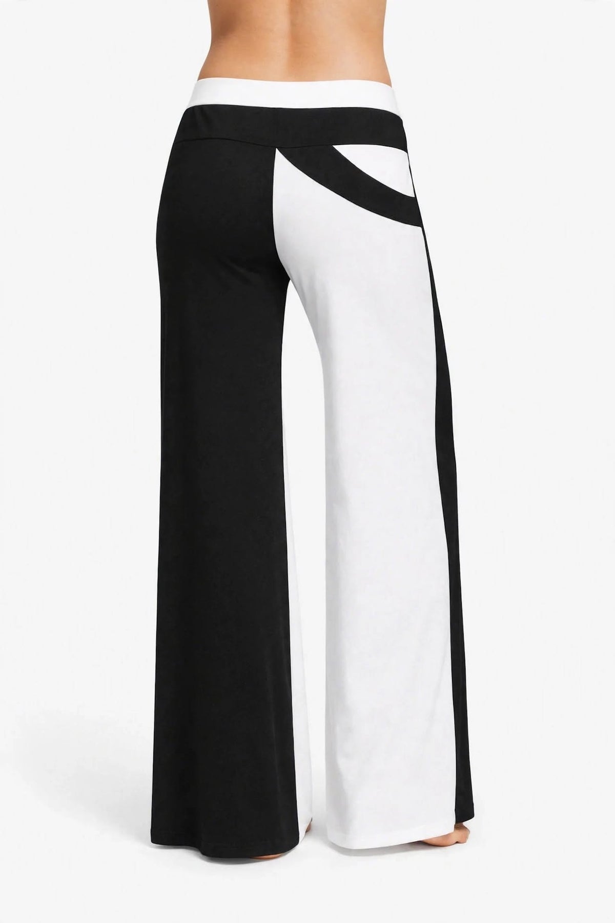 Black & White Wide-Leg Fluid Trousers - High-Waisted - S to XXL