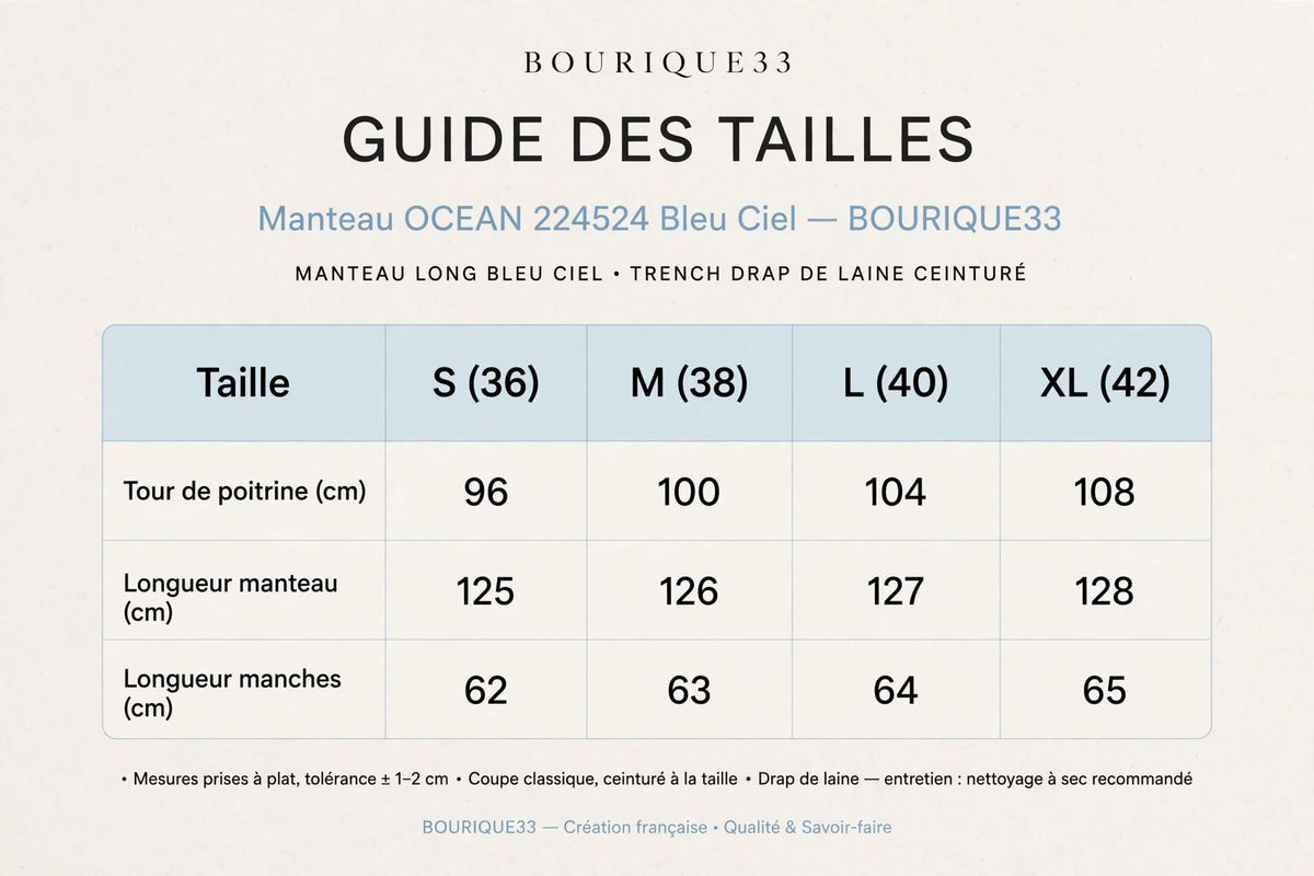 Manteau Long Bleu Ciel Ceinturé Femme