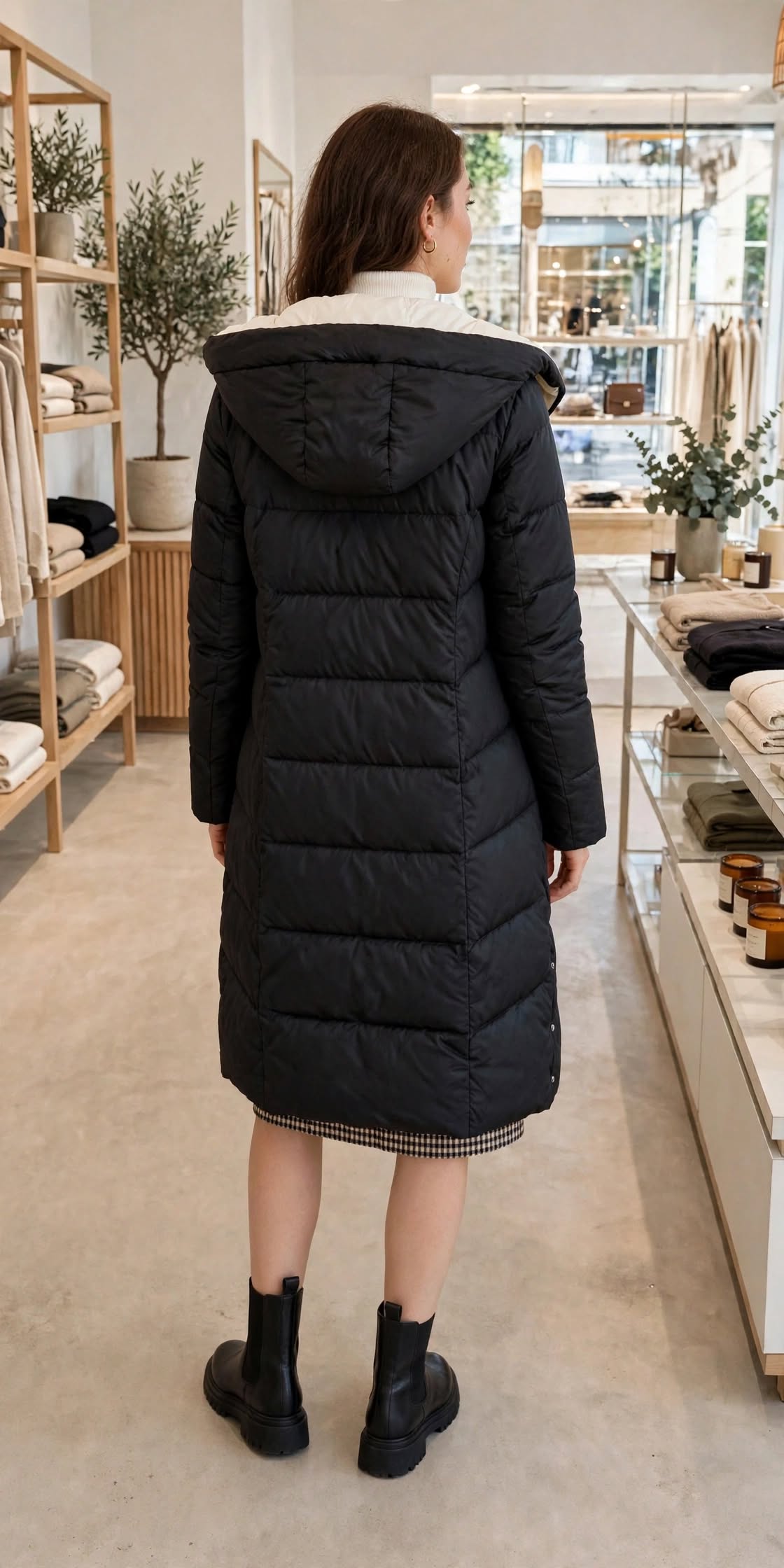 Parka Longue Hivernale Femme Noire à Capuche