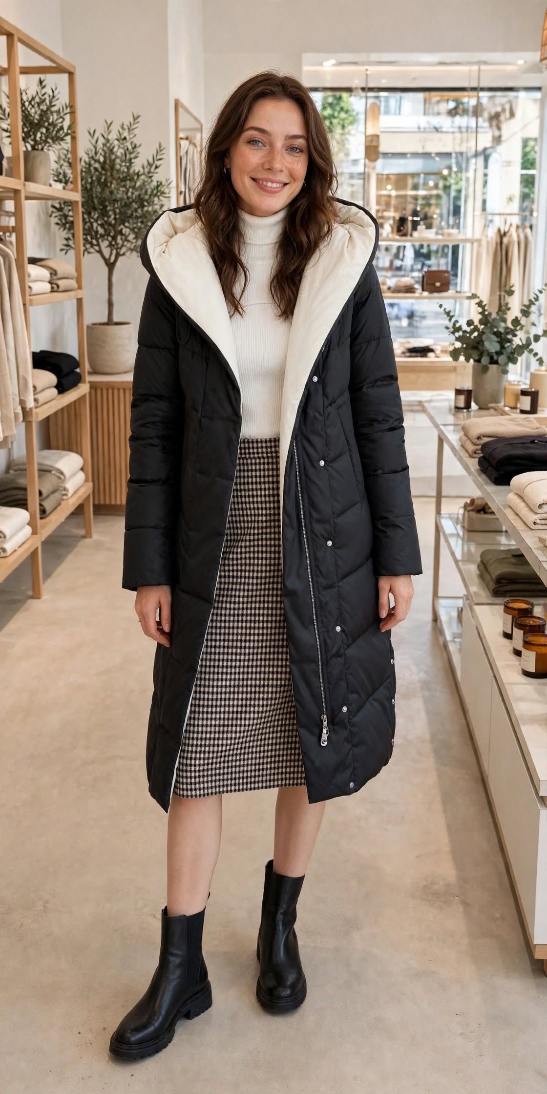 Parka Longue Hivernale Femme Noire à Capuche