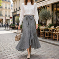 Jupe Longue à Volants Vichy - Éléance Bohème et Taille Haute