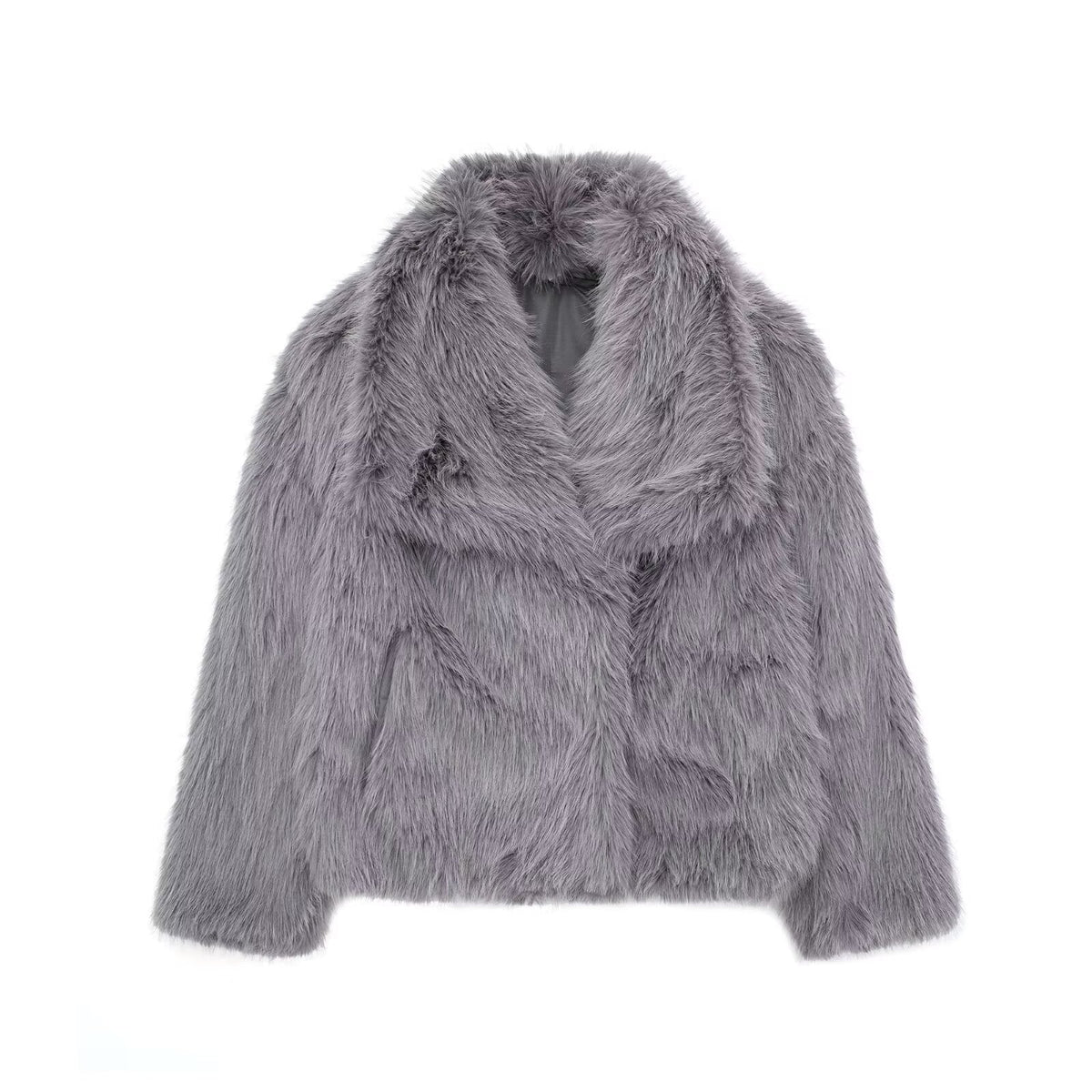 Manteau d'hiver pour femme en matière duveteuse, épais et chaud, avec revers-8
