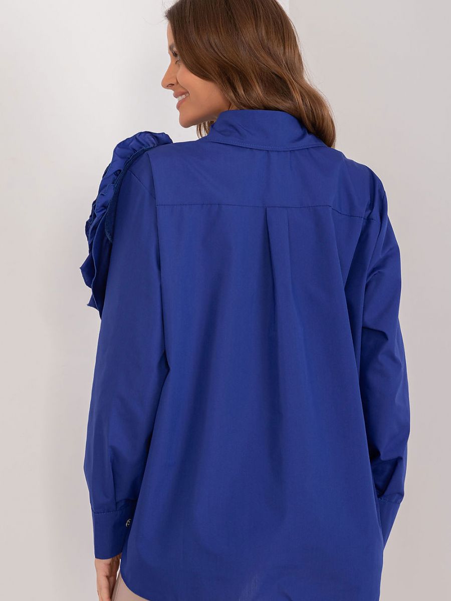 Chemise élégante pour femme en coton bleu à manches longues, modèle Lakerta 196567, boutonnée-2