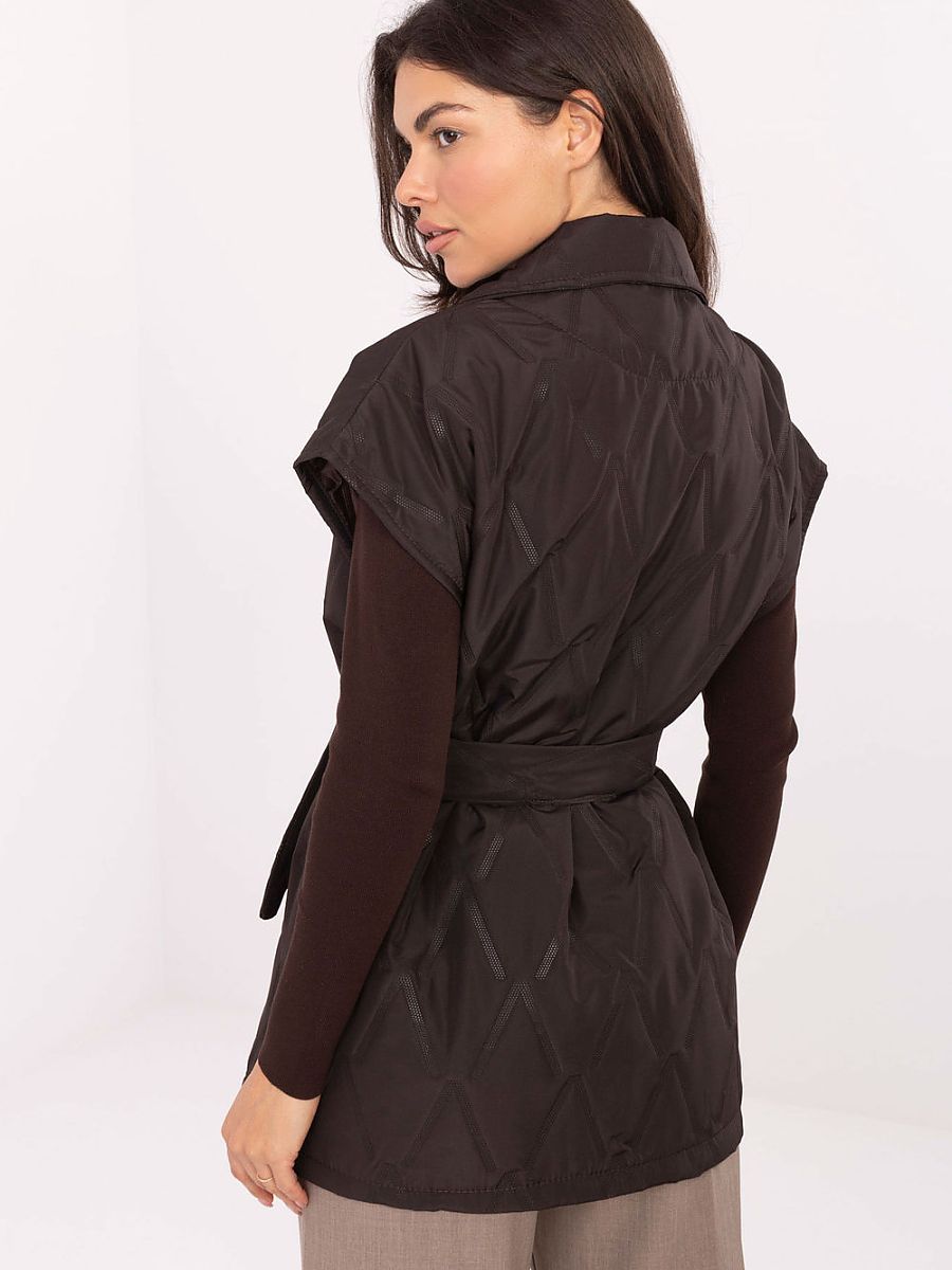 Gilet matelassé pour femme Rue Paris (modèle 217540) – Gilet élégant marron-2