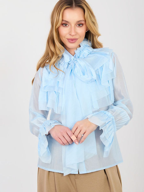 Chemise élégante à manches longues pour femme, modèle 223464, bleu, prix d'usine, FBS-C005-0