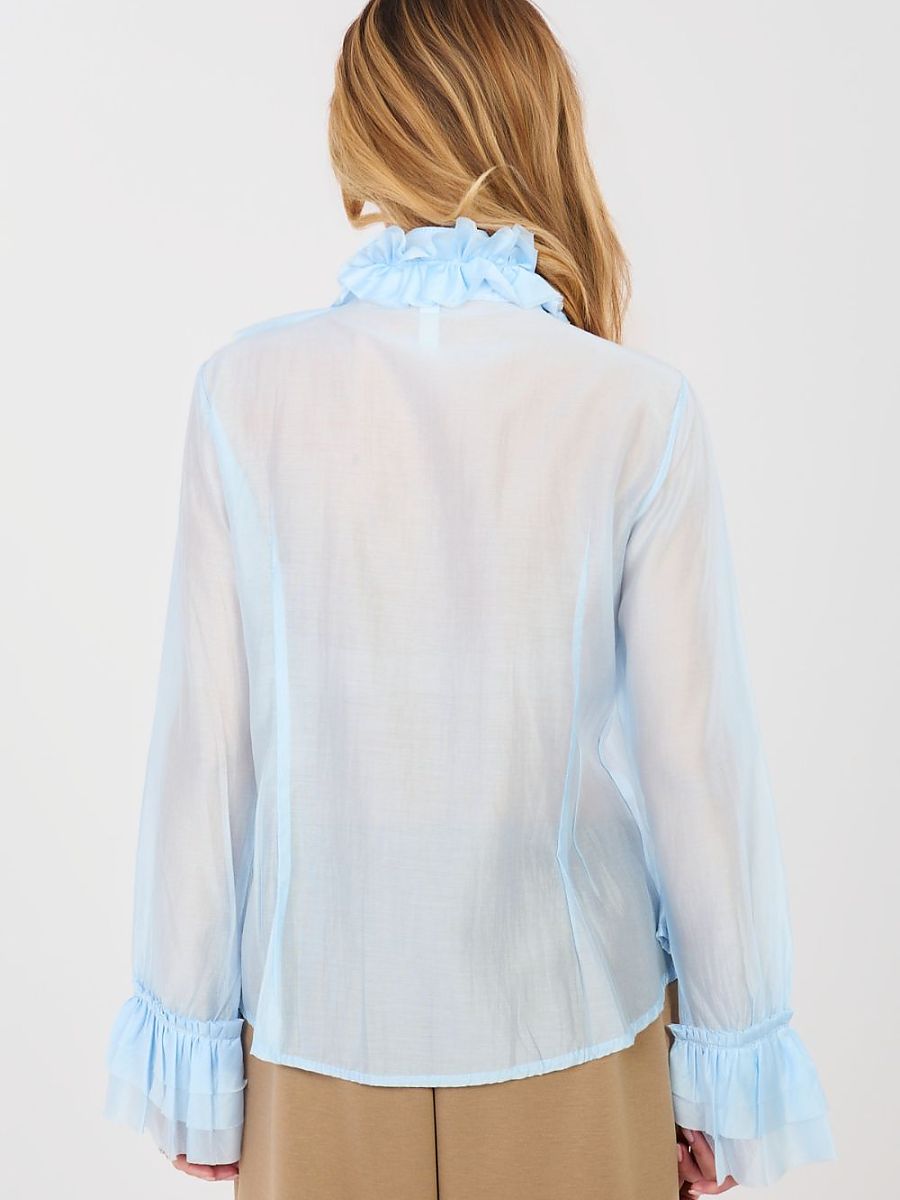 Chemise élégante à manches longues pour femme, modèle 223464, bleu, prix d'usine, FBS-C005-3