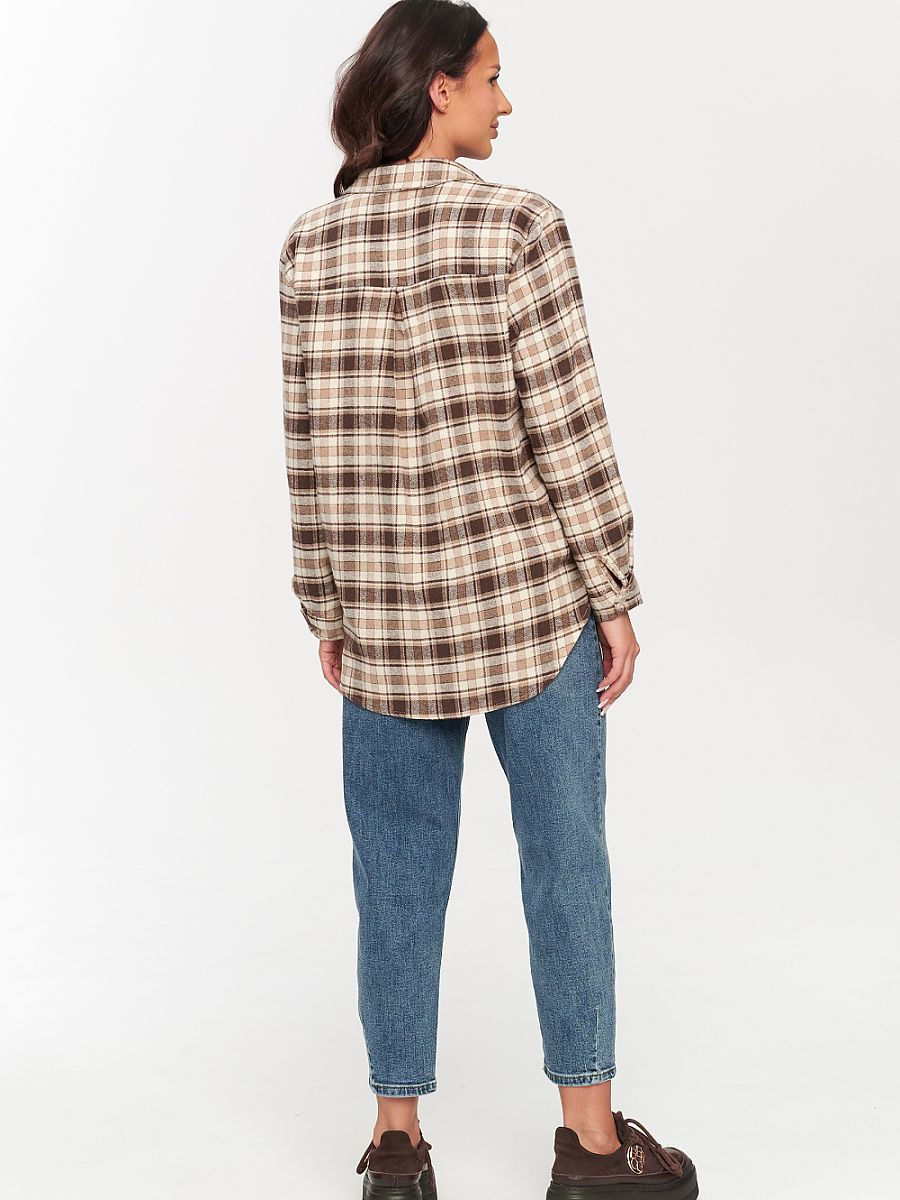 Chemise à carreaux à manches longues pour femme Makadamia, 100 % coton, fabriquée en Italie-2