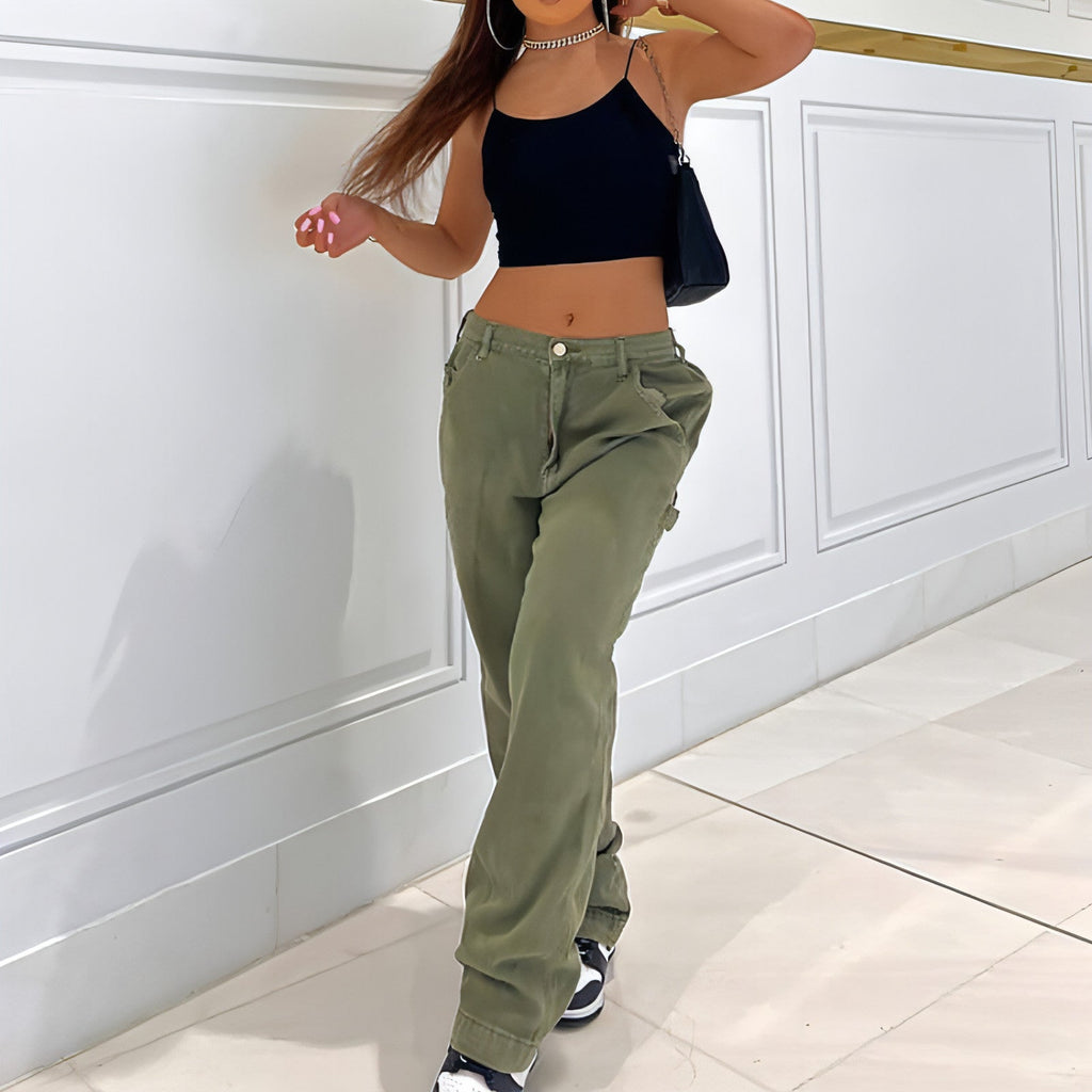 CargoMuse™ – Jean utilitaire taille haute à jambes droites pour femmes