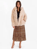 Manteau doudou NINA en fausse fourrure beige