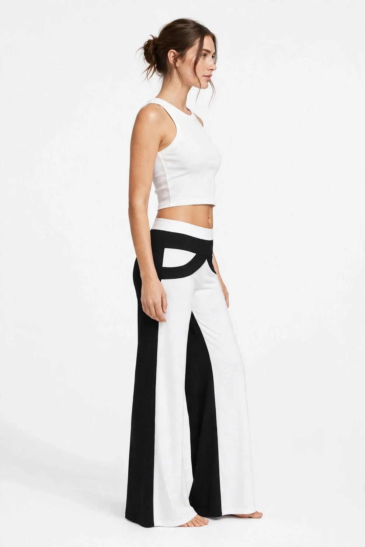 Black & White Wide-Leg Fluid Trousers - High-Waisted - S to XXL