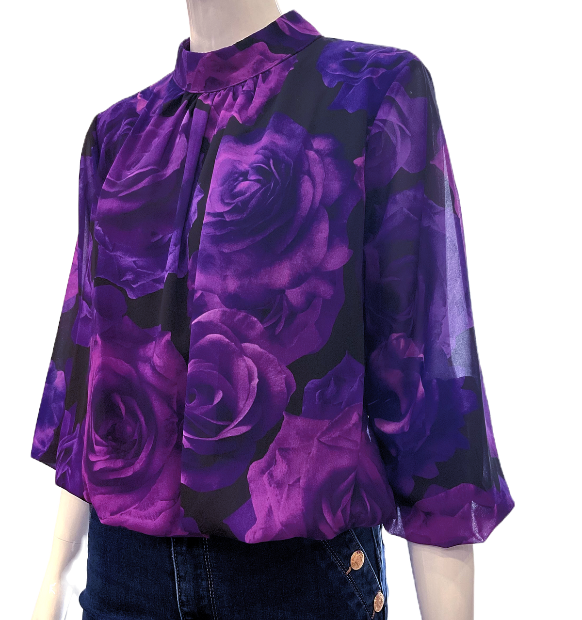 Blouse with purple flowers-1