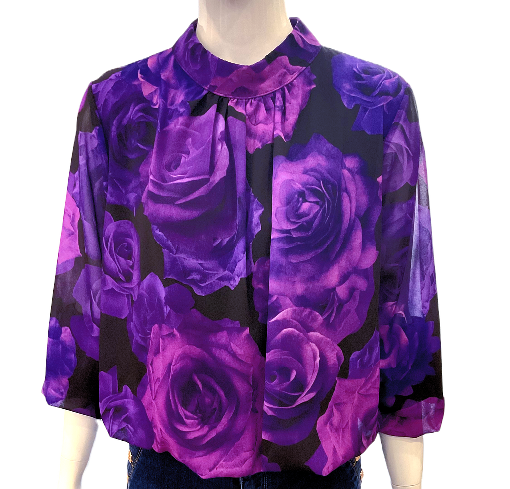 Blouse with purple flowers-0