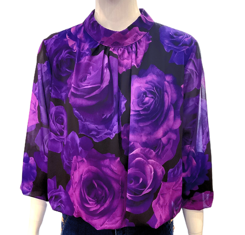Blouse with purple flowers-0