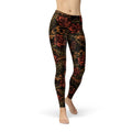 Retro Rose Sculpting Leggings - Rock Print - S to XXL