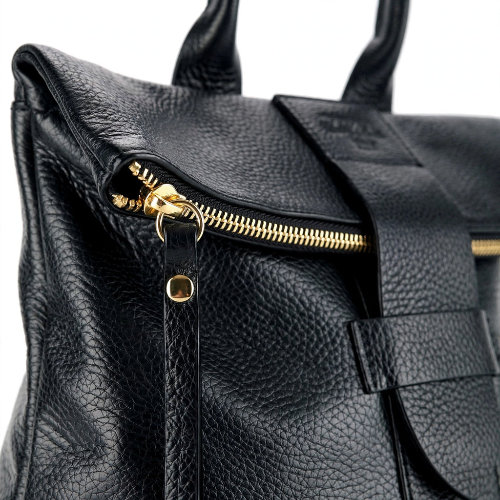 RB1021A - Soft Genuine Leather Backpack Black - Made in Italy
