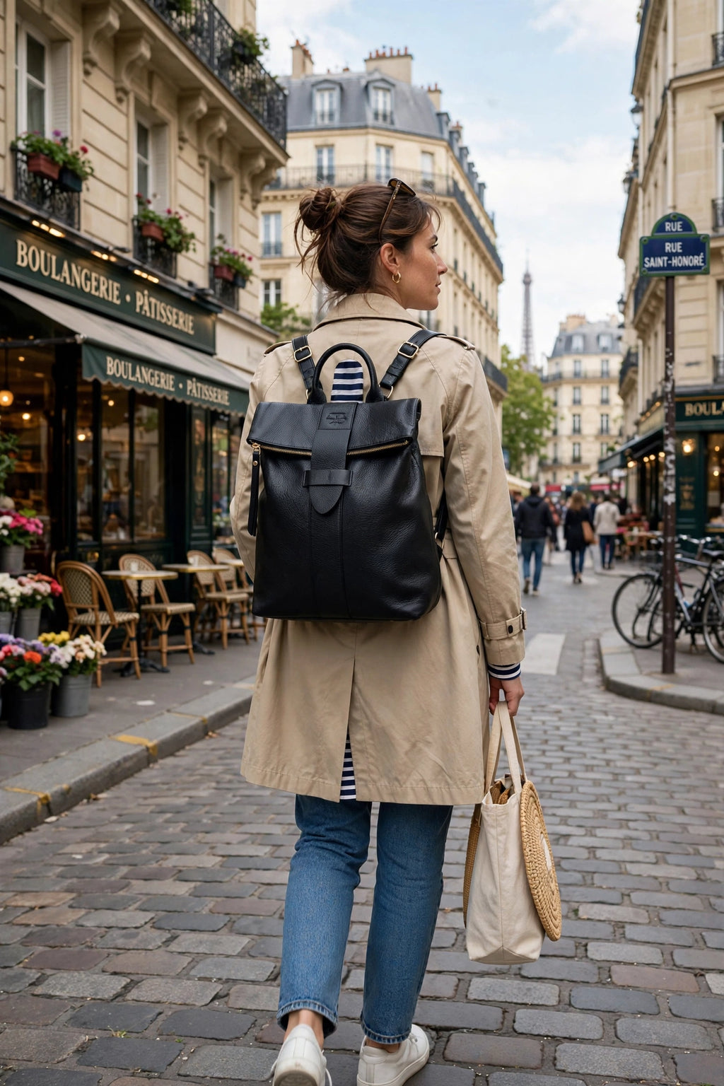 RB1021A - Soft Genuine Leather Backpack Black - Made in Italy