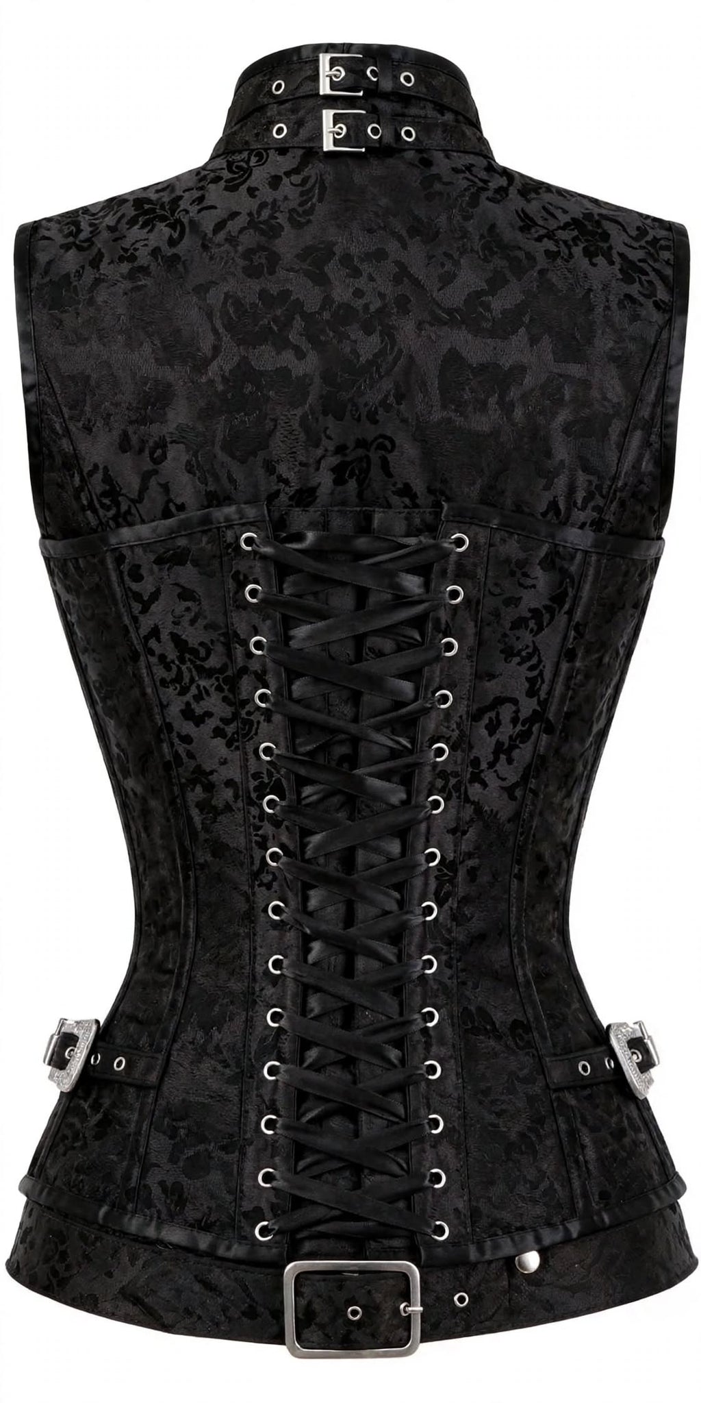 Corset Overbust Selene — Brocade Damassée & Fermetures Chrome