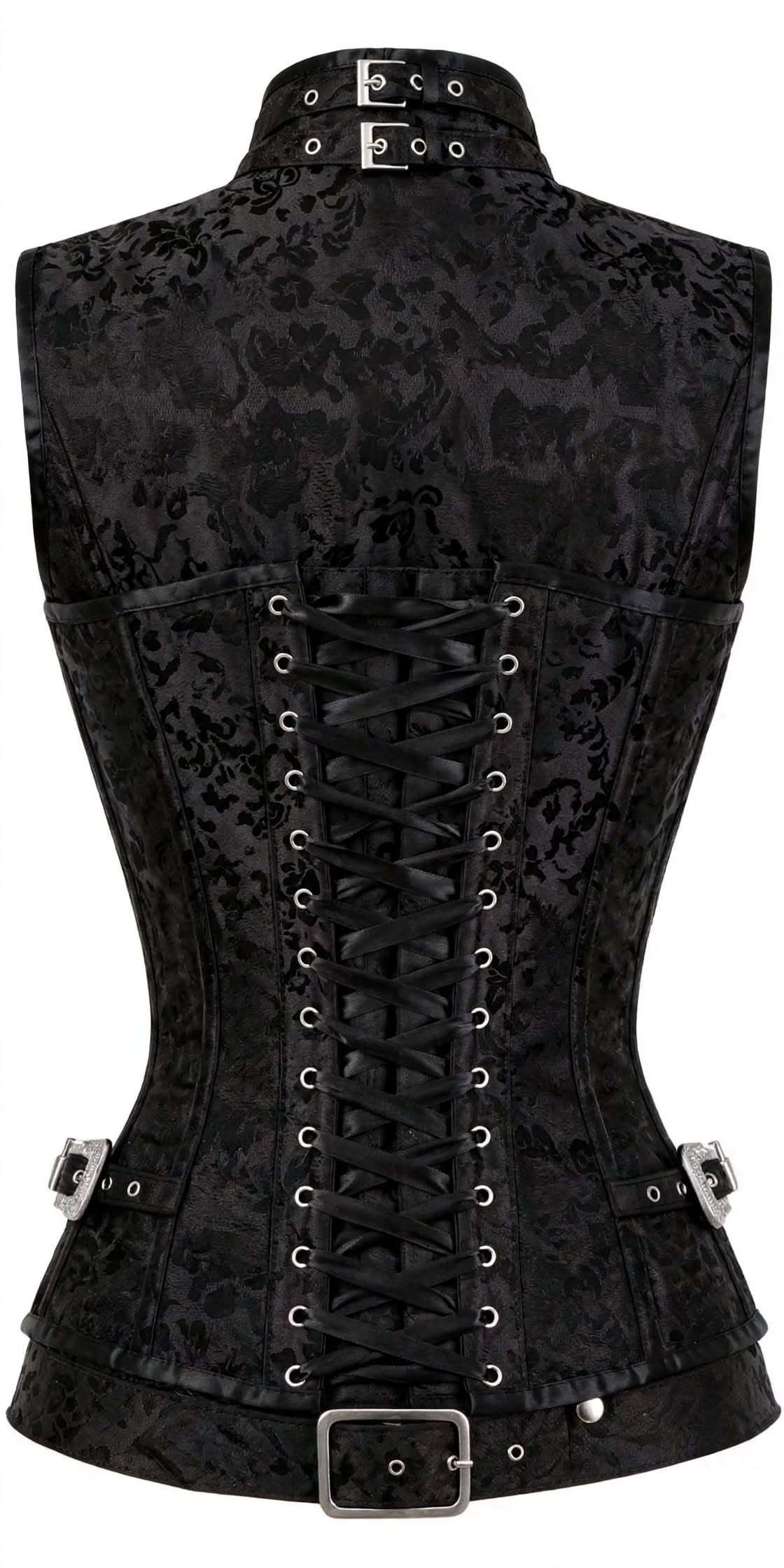 Corsage Overbust Selene — Brokat-Damast & Chromverschlüsse