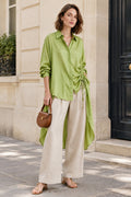 Taille 36 (1m68) - Version pantalon large beige + sandales dorées, loose chic