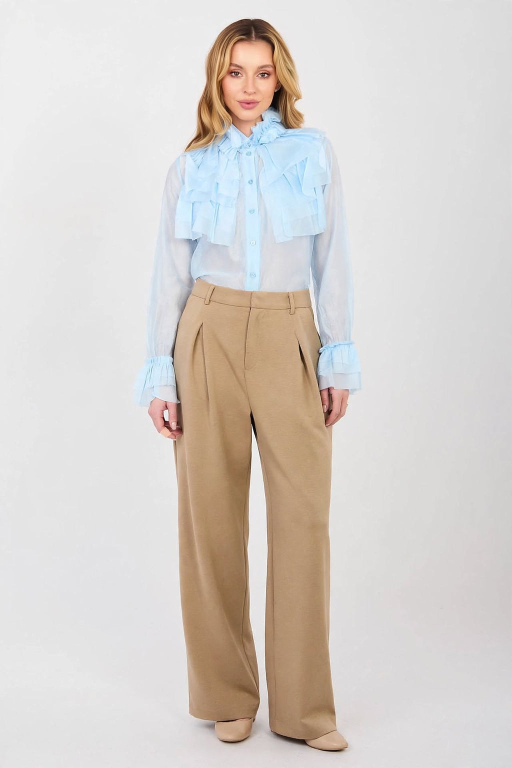Chemise élégante à manches longues pour femme, modèle 223464, bleu, prix d'usine, FBS-C005