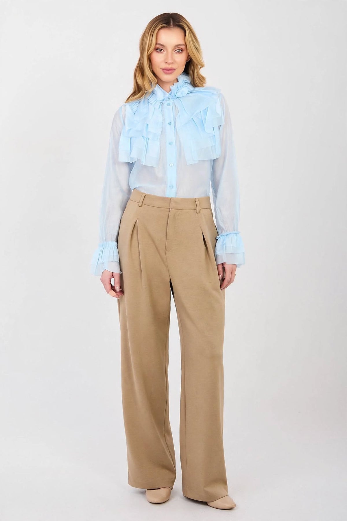 Chemise élégante à manches longues pour femme, modèle 223464, bleu, prix d'usine, FBS-C005