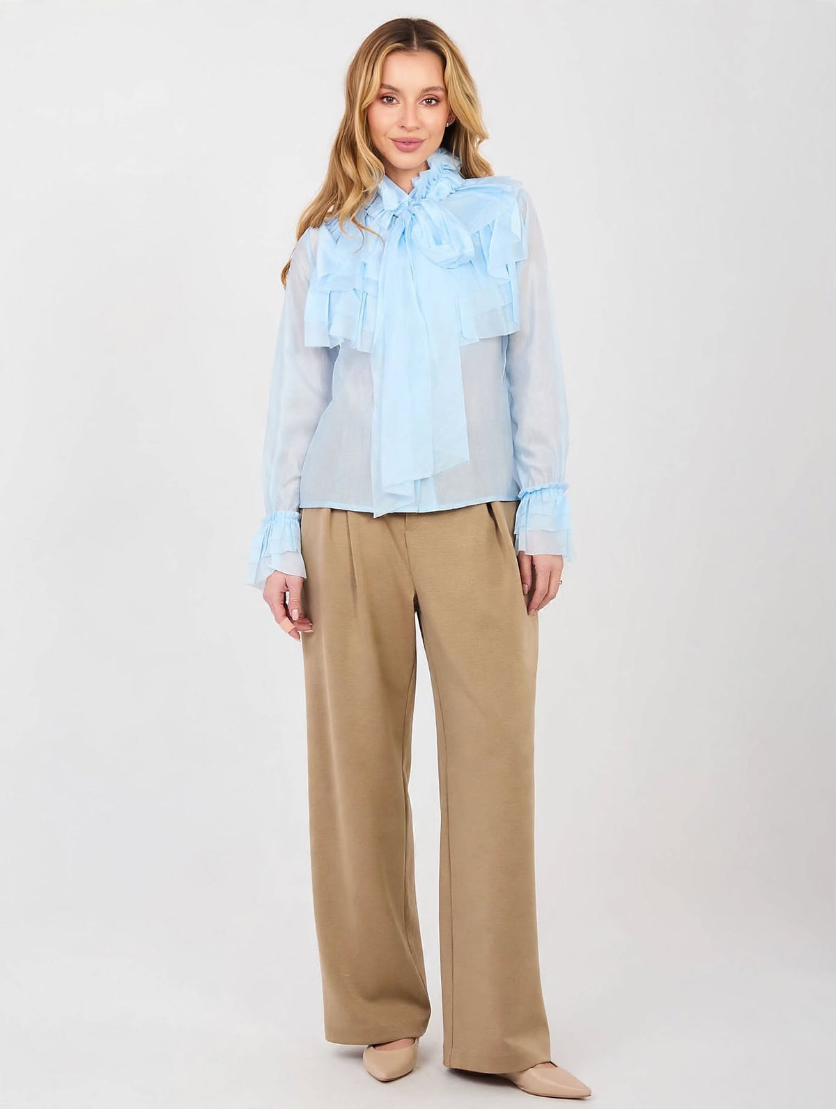 Chemise élégante à manches longues pour femme, modèle 223464, bleu, prix d'usine, FBS-C005