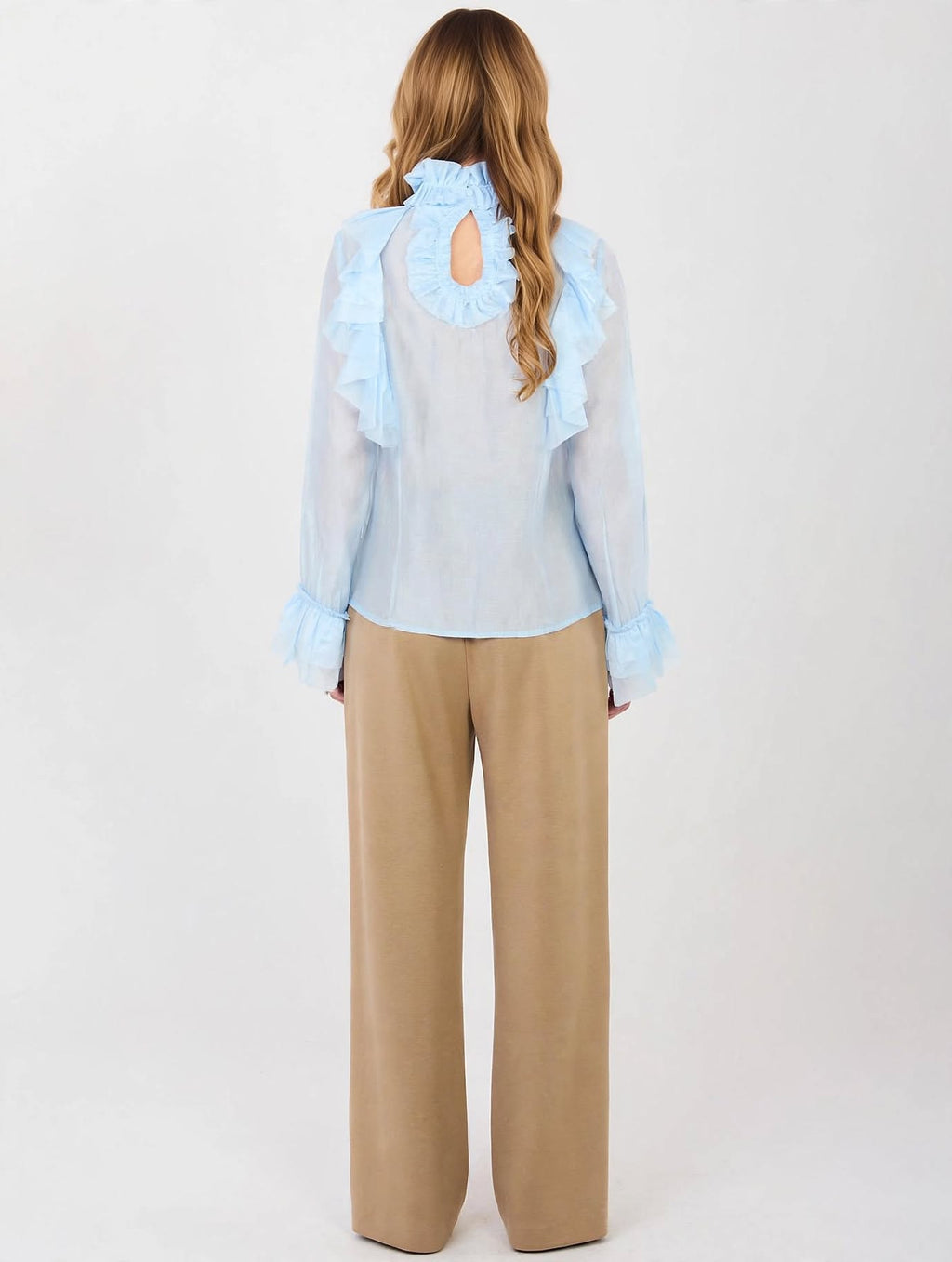 Chemise élégante à manches longues pour femme, modèle 223464, bleu, prix d'usine, FBS-C005