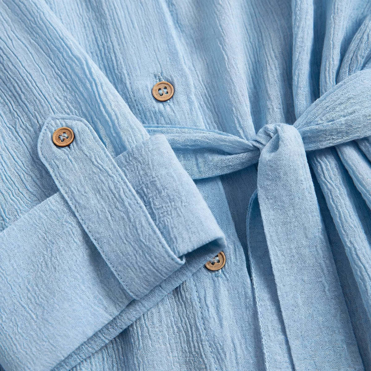 Chemise bleue pour femme Lakerta, en mélange de coton, manches 3/4, style décontracté pour le travail