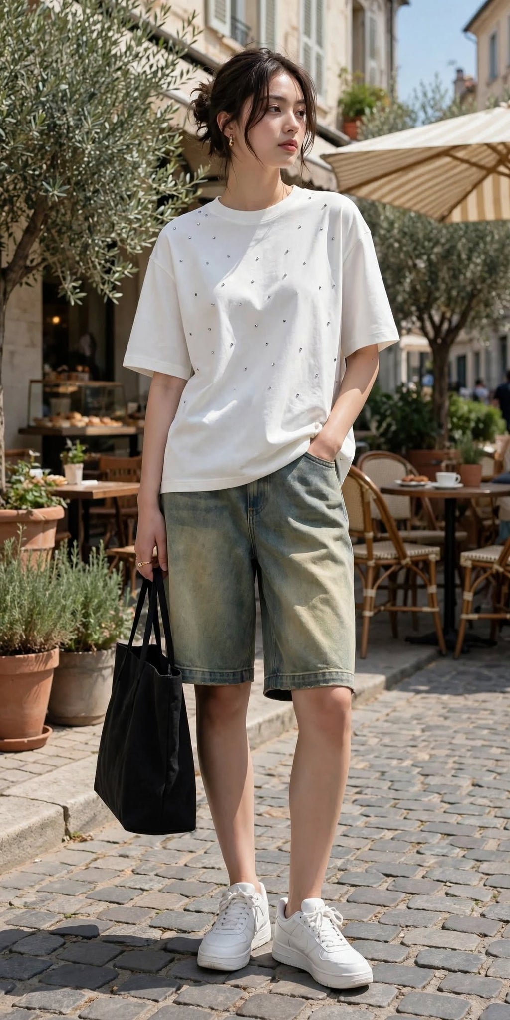 Short en jean taille haute pour femme, tailles S à 4XL, style coréen, streetwear d'été