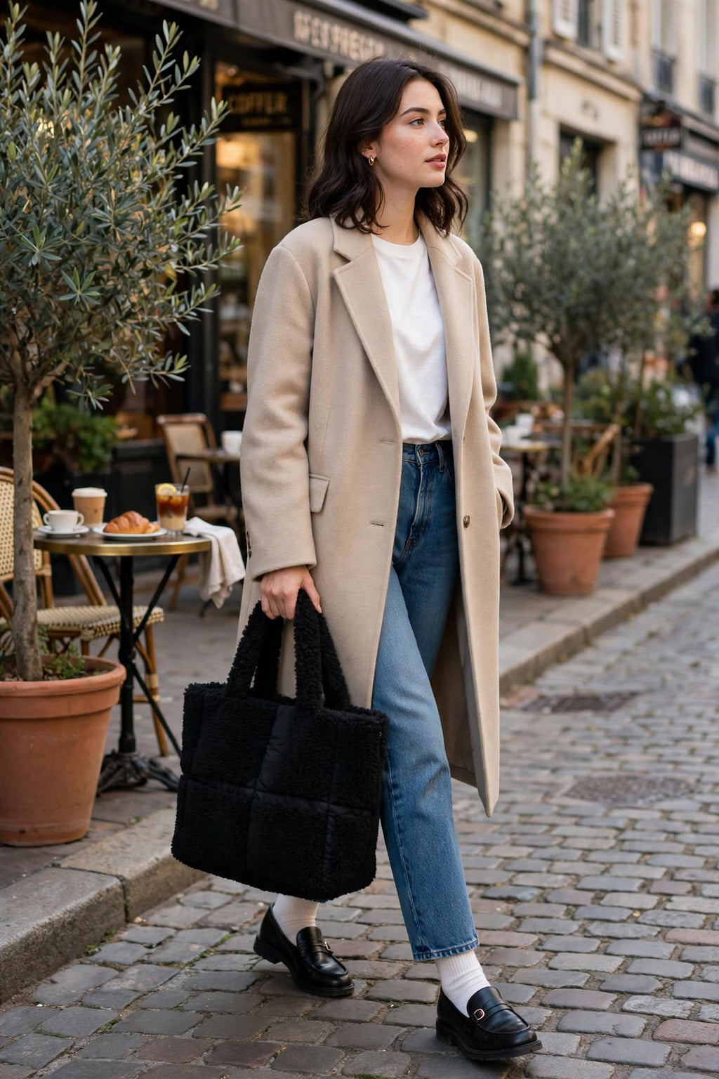 Sac cabas en peluche pour femme, grande capacité, sac à main d'hiver, sac à bandoulière