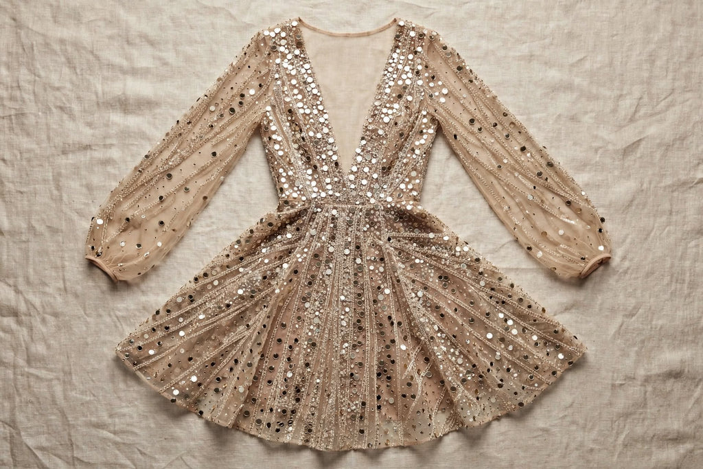 Robe Courte Scintillante « Éclat Solaire » - Élégance Bohème Chic