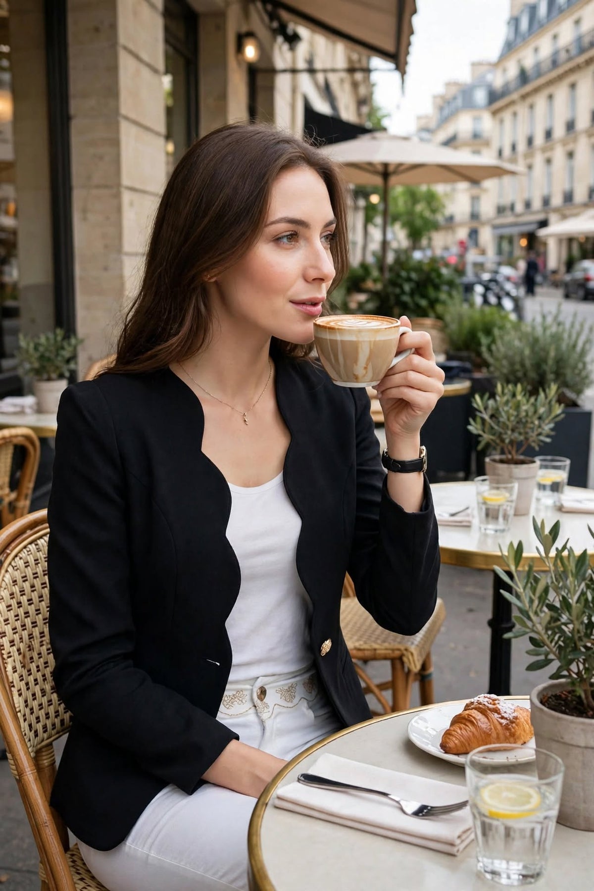 Blazer Élégant à Bordures Scallopées - Le Chic Moderne