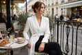 Blazer Crop Asymétrique 'Signature' - Blanc Éclatant