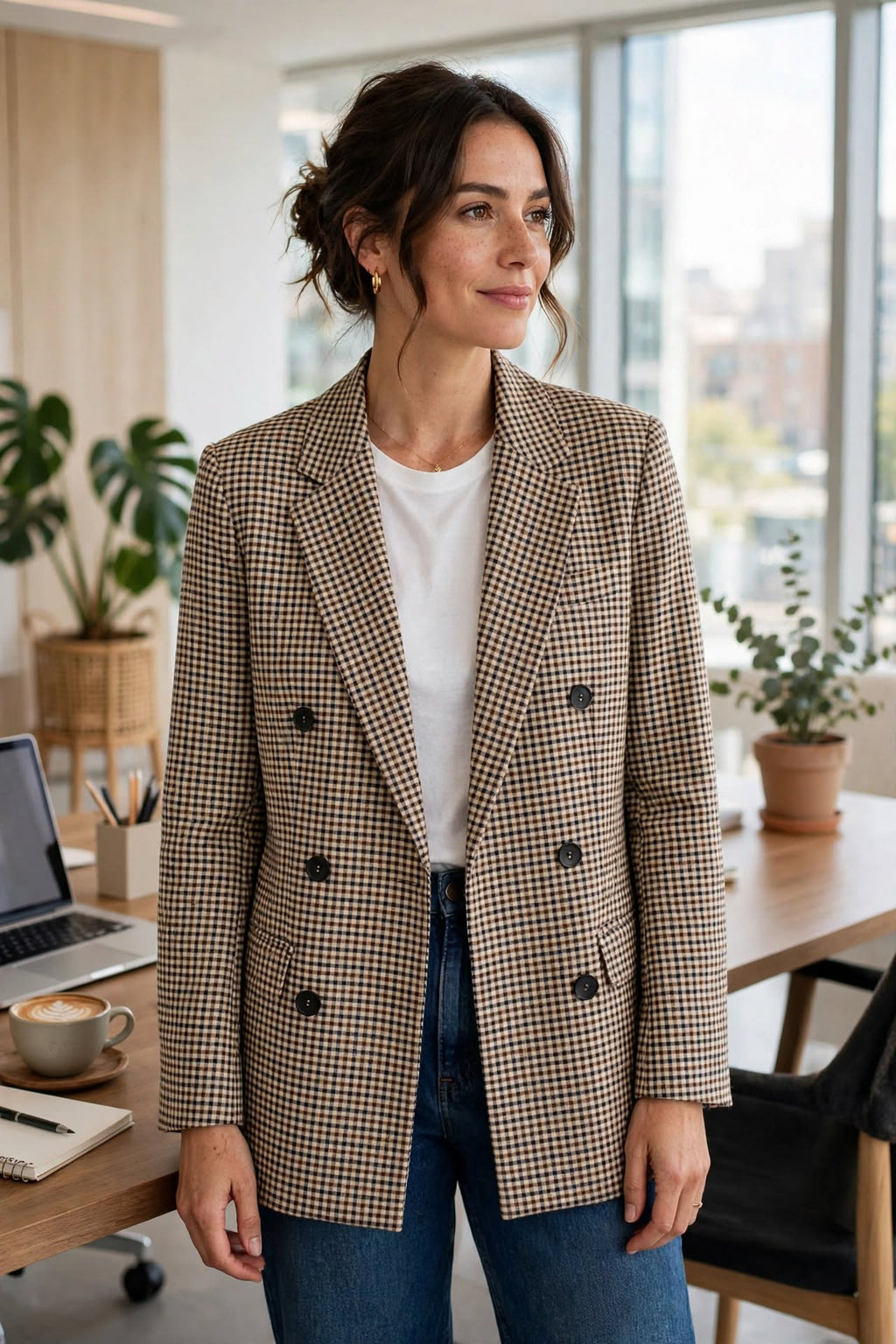 Blazer à Carreaux Vintage 'L'Intemporelle' - Chic & Structuré
