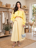 Ensemble Jupe Longue + Crop Top Jaune Pastel - 224891 - Été Tendance