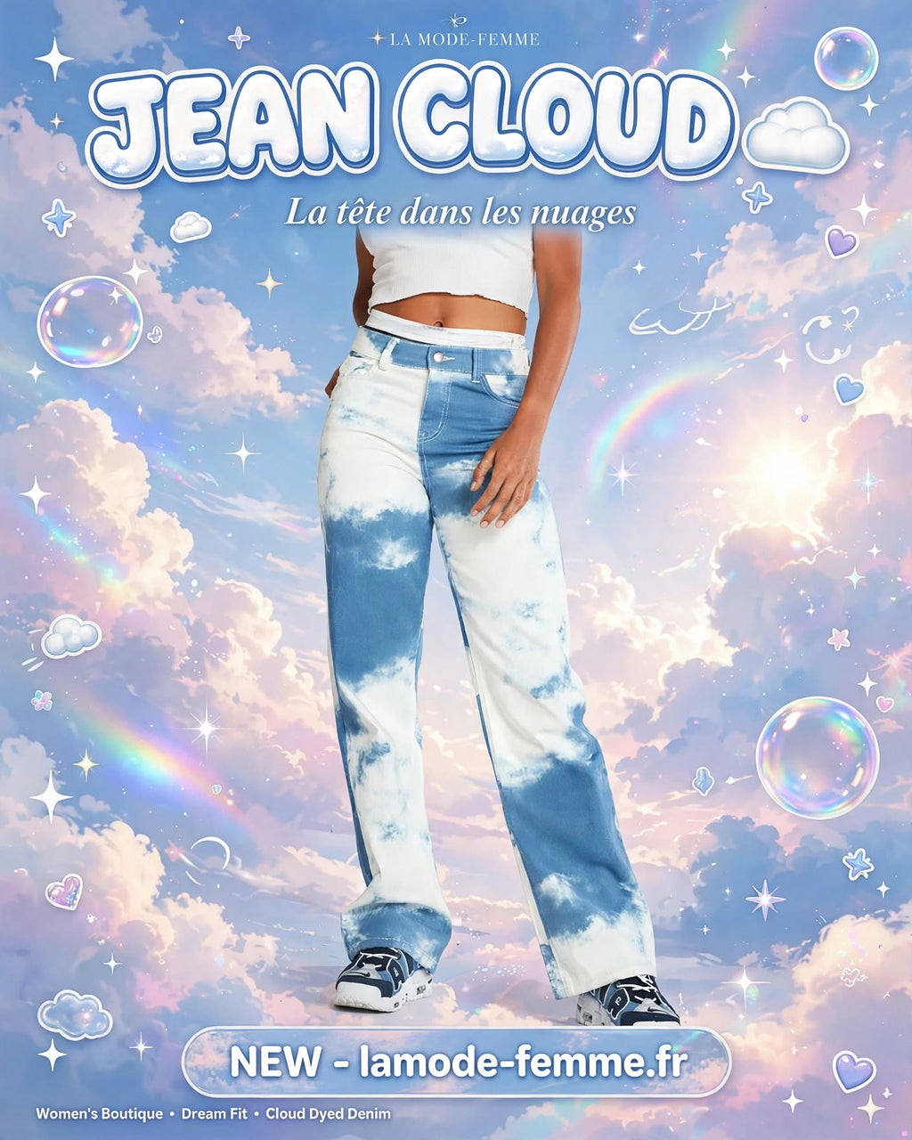 Women's tie-dye straight leg jeans