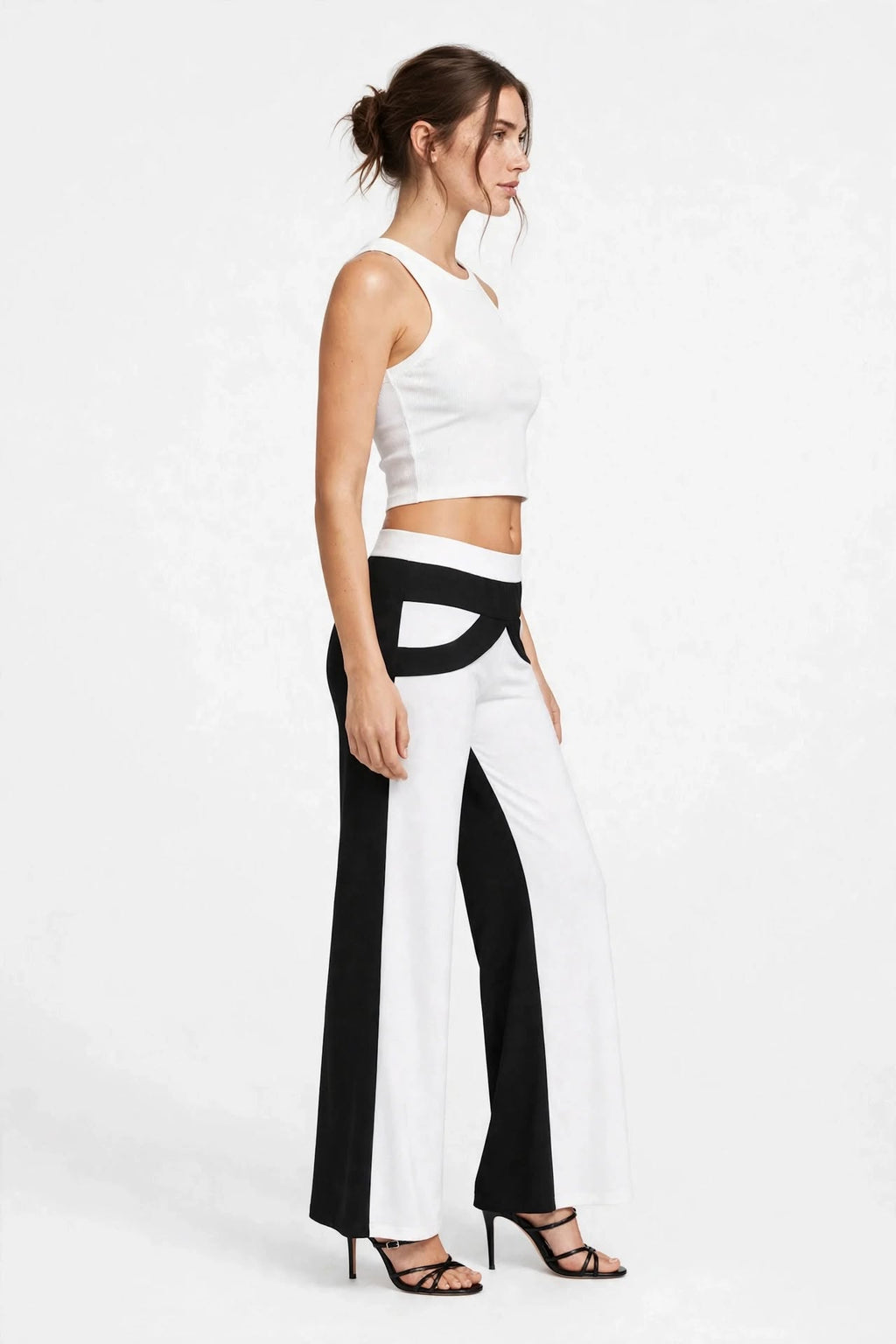 Pantalon Large Fluide Noir & Blanc - Taille Haute - S au XXL