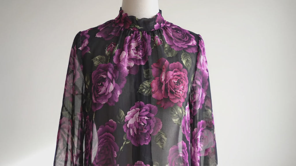 Blouse with purple flowers