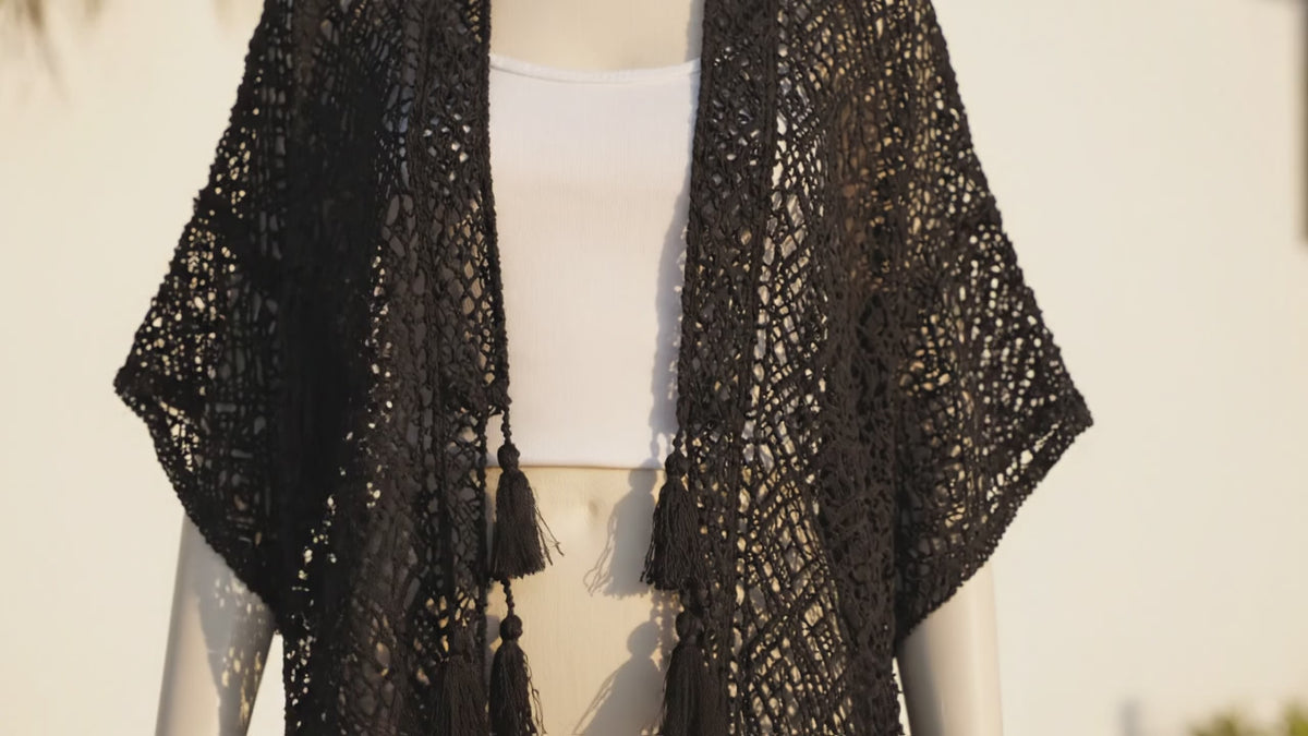 Geometric Pattern Tassel Cover Up