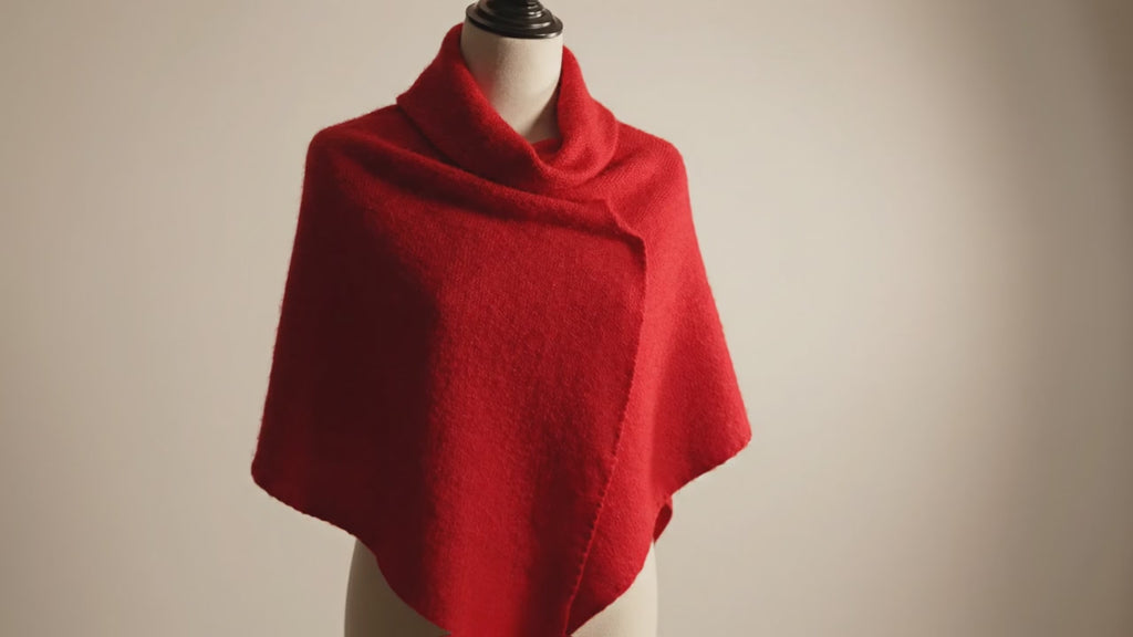 Poncho femme en cachemire rouge - LILLY 9
