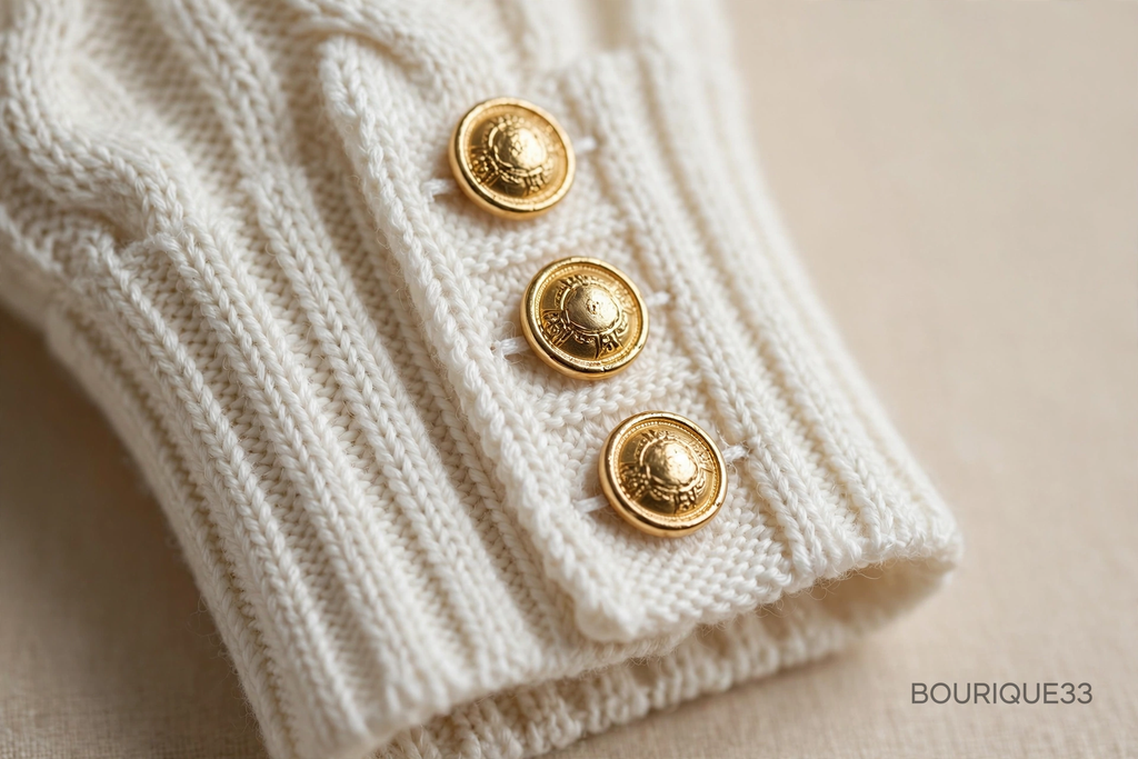 Inès V-Ausschnitt-Pullover – Goldene Knöpfe