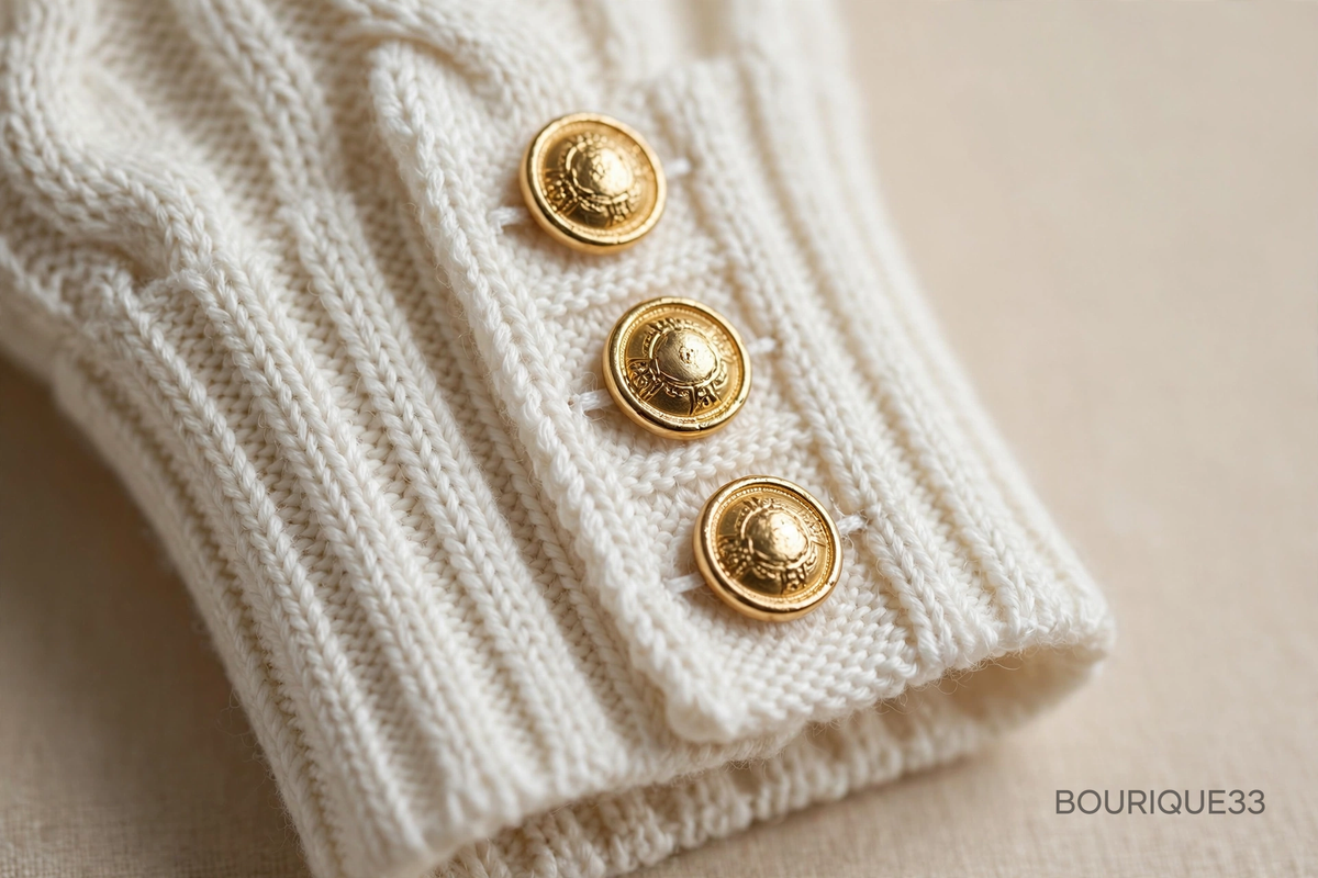 Inès V-Ausschnitt-Pullover – Goldene Knöpfe