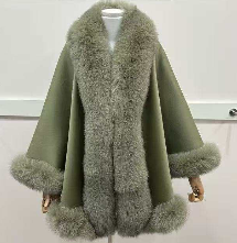 Green Cashmere Fur cape-5