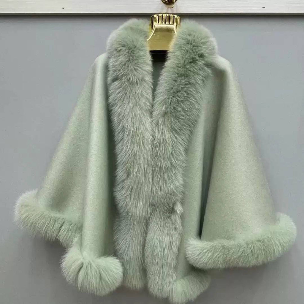 Green Cashmere Fur cape-0